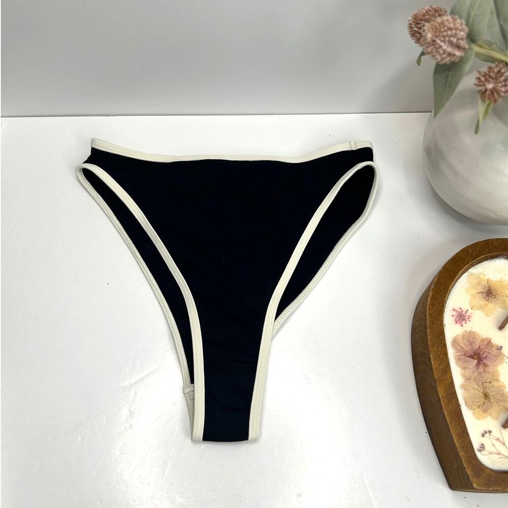 L*Space Nora Bottom Bitsy Hi Rise Bikini Swim Bottom Black/White Women XS NWT